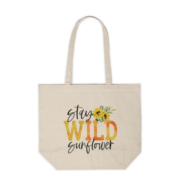 Handmade Handbags - Stay Wild Sunflower Custom Canvas Tote Bag